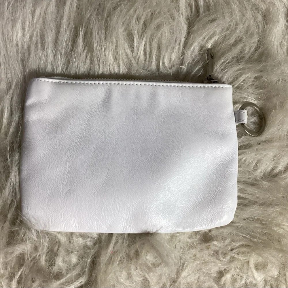 Marc Jacobs Cow on White Leather Top Zip Wristlet Keychain Clutch Bag